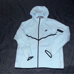 Nike Light Blue Full-Zip Hooded Jacket with Black Trim